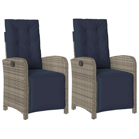 Reclining Garden Chairs 2 pcs with Footrest Grey Poly Rattan Reclining Garden Chairs 2 pcs with Footrest Grey Poly Rattan