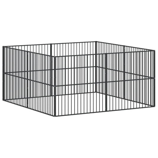 Dog Playpen 8 Panels Black Galvanised Steel Dog Playpen 8 Panels Black Galvanised Steel