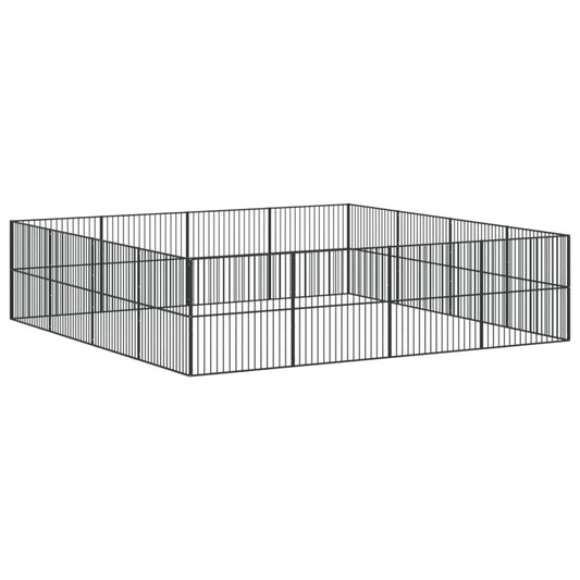 Dog Playpen 16 Panels Black Galvanised Steel Dog Playpen 16 Panels Black Galvanised Steel