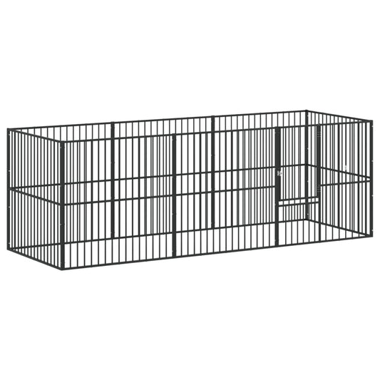 Dog Playpen 8 Panels Black Galvanised Steel Dog Playpen 8 Panels Black Galvanised Steel