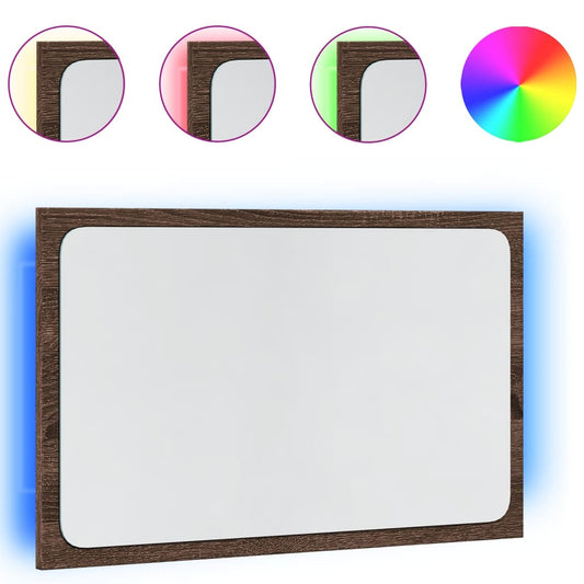 LED Bathroom Mirror Brown Oak 60x8.5x38 cm Engineered Wood LED Bathroom Mirror Brown Oak 60x8.5x38 cm Engineered Wood
