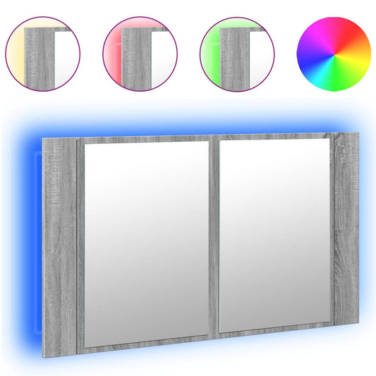 LED Bathroom Mirror Cabinet Grey Sonoma 80x12x45 cm Acrylic LED Bathroom Mirror Cabinet Grey Sonoma 80x12x45 cm Acrylic