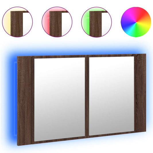 LED Bathroom Mirror Cabinet Brown Oak 80x12x45 cm Acrylic LED Bathroom Mirror Cabinet Brown Oak 80x12x45 cm Acrylic