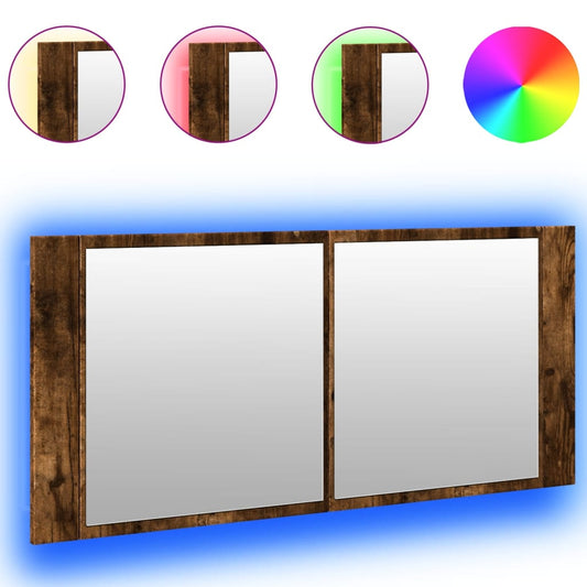 LED Bathroom Mirror Cabinet Smoked Oak 100x12x45 cm LED Bathroom Mirror Cabinet Smoked Oak 100x12x45 cm