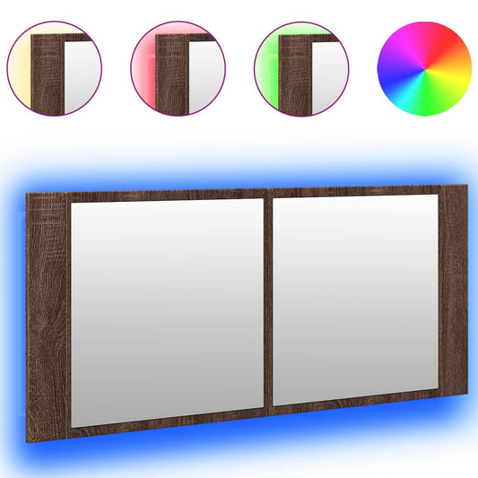 LED Bathroom Mirror Cabinet Brown Oak 100x12x45 cm LED Bathroom Mirror Cabinet Brown Oak 100x12x45 cm