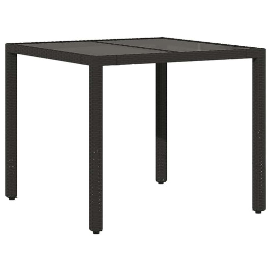 Garden Table with Glass Top Black 90x90x75 cm Poly Rattan Garden Table with Glass Top Black 90x90x75 cm Poly Rattan
