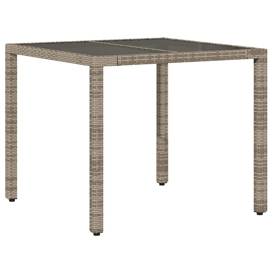 Garden Table with Glass Top Grey 90x90x75 cm Poly Rattan Garden Table with Glass Top Grey 90x90x75 cm Poly Rattan