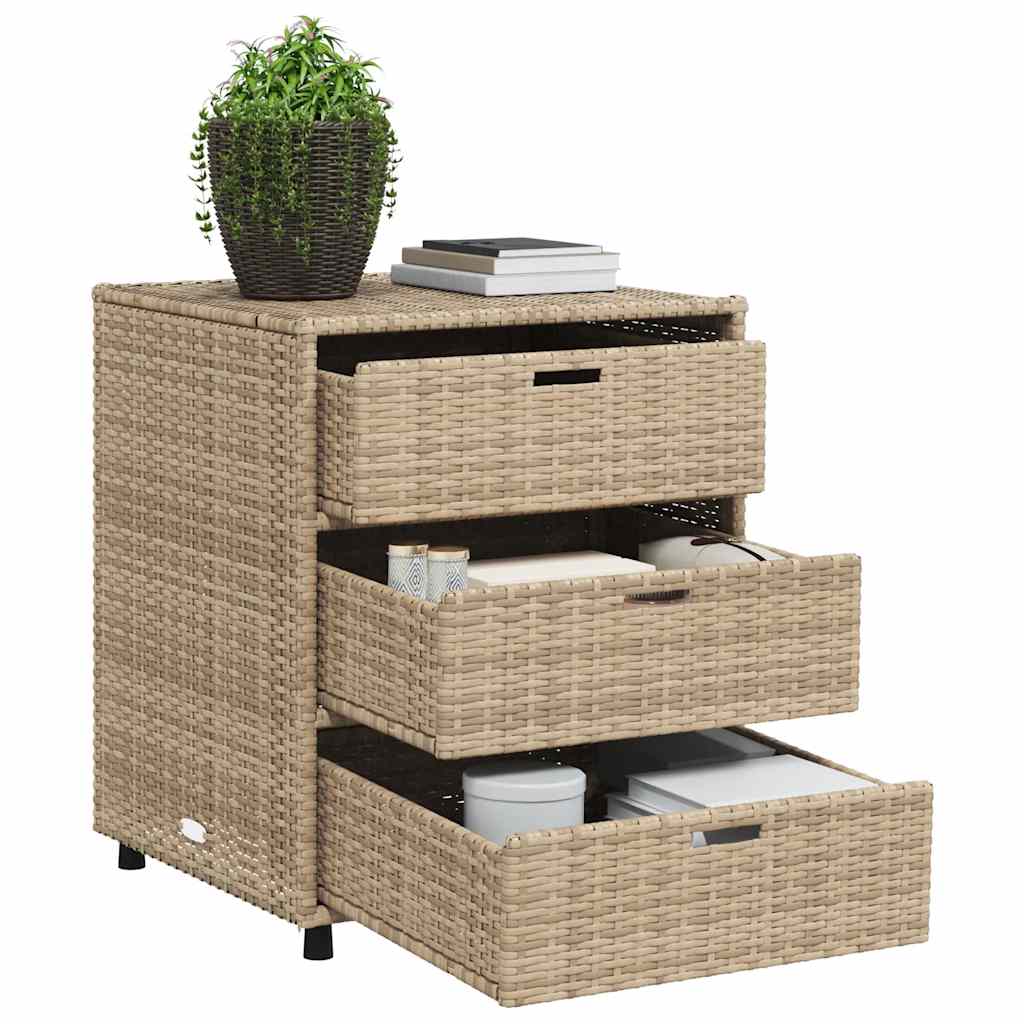 Garden Storage Cabinet Beige 55x59x69 cm Poly Rattan