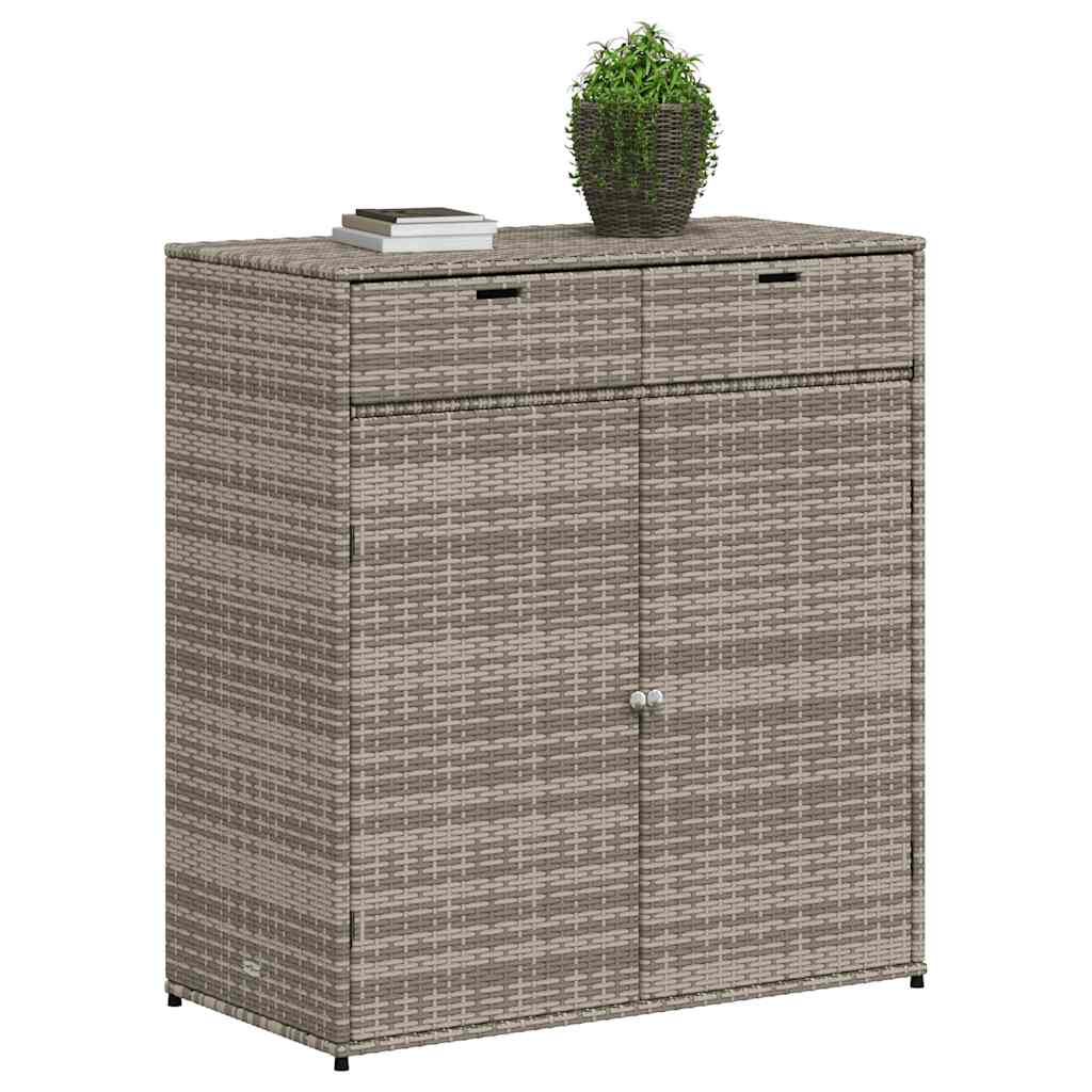 Garden Storage Cabinet Grey 105x55x113 cm Poly Rattan