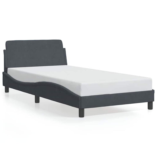 Bed Frame "Dover" Dark Grey 100x190 cm Velvet Bed Frame "Dover" Dark Grey 100x190 cm Velvet