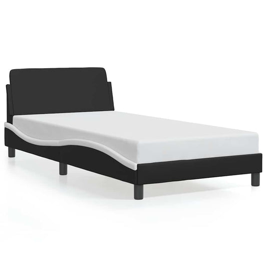 Bed Frame "Dover" Black and White 100x190 cm Faux Leather Bed Frame "Dover" Black and White 100x190 cm Faux Leather