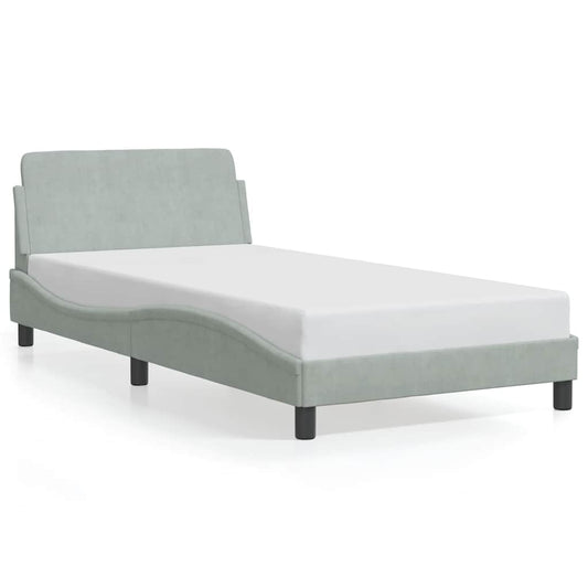 Bed Frame "Dover" Light Grey 100x203 cm Velvet Bed Frame "Dover" Light Grey 100x203 cm Velvet