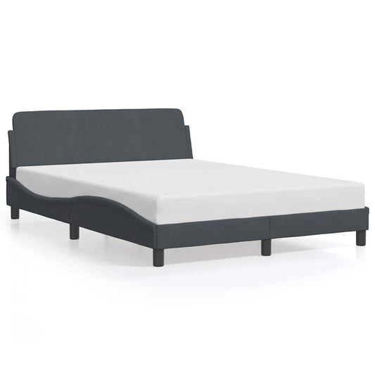 Bed Frame "Dover" Dark Grey 137x190 cm Velvet Bed Frame "Dover" Dark Grey 137x190 cm Velvet