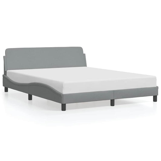 Bed Frame "Dover" Light Grey 152x203 cm Fabric Bed Frame "Dover" Light Grey 152x203 cm Fabric