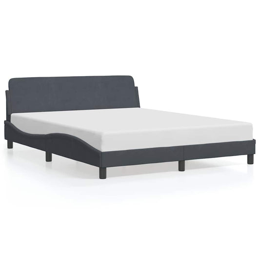 Bed Frame "Dover" Dark Grey 152x203 cm Velvet Bed Frame "Dover" Dark Grey 152x203 cm Velvet