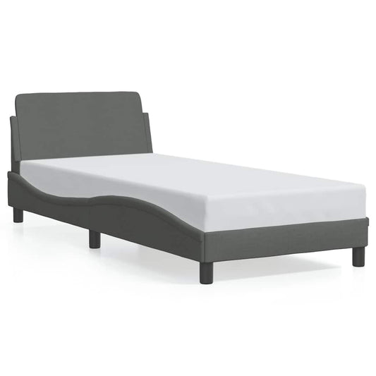 Bed Frame "Dover" Dark Grey 90x190 cm Single Fabric Bed Frame "Dover" Dark Grey 90x190 cm Single Fabric