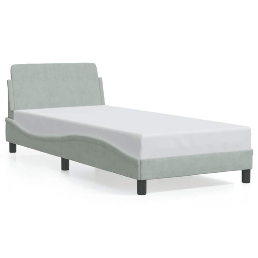 Bed Frame "Dover" Light Grey 90x190 cm Single Velvet Bed Frame "Dover" Light Grey 90x190 cm Single Velvet