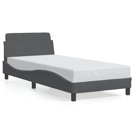 Bed Frame "Dover" Dark Grey 90x190 cm Single Velvet Bed Frame "Dover" Dark Grey 90x190 cm Single Velvet