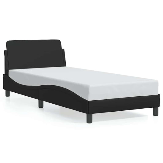 Bed Frame "Dover" Black 90x190 cm Single Faux Leather Bed Frame "Dover" Black 90x190 cm Single Faux Leather