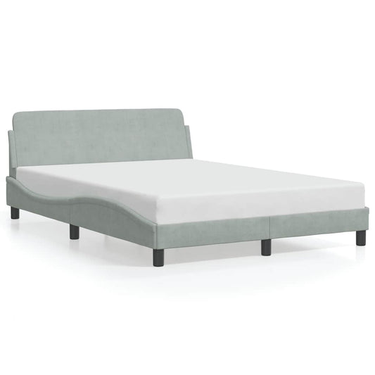 Bed Frame "Dover" Light Grey 135x190 cm Double Velvet Bed Frame "Dover" Light Grey 135x190 cm Double Velvet