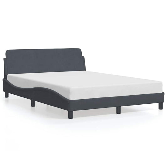 Bed Frame "Dover" Dark Grey 135x190 cm Double Velvet Bed Frame "Dover" Dark Grey 135x190 cm Double Velvet