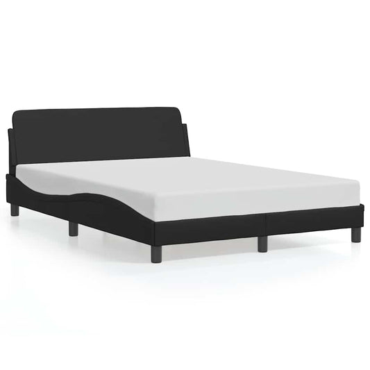 Bed Frame "Dover" Black 135x190 cm Double Faux Leather Bed Frame "Dover" Black 135x190 cm Double Faux Leather