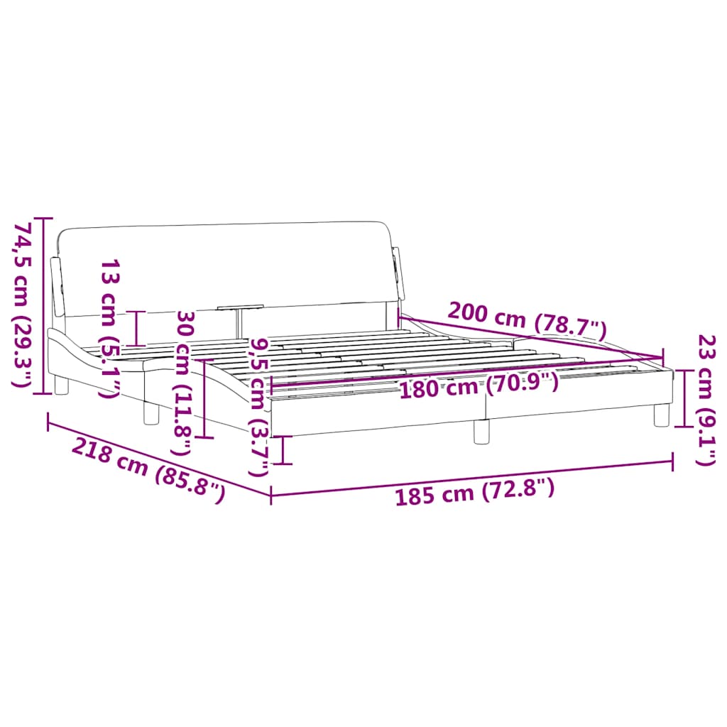 Bed Frame "Dover" Light Grey 180x200 cm Velvet
