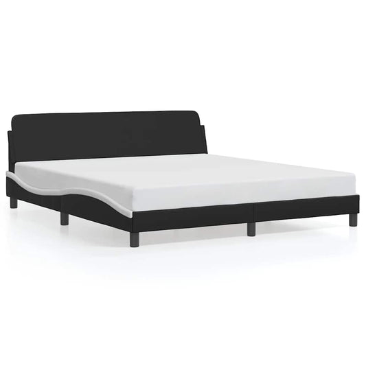 Bed Frame "Dover" Black and White 180x200 cm Super King Faux Leather Bed Frame "Dover" Black and White 180x200 cm Super King Faux Leather