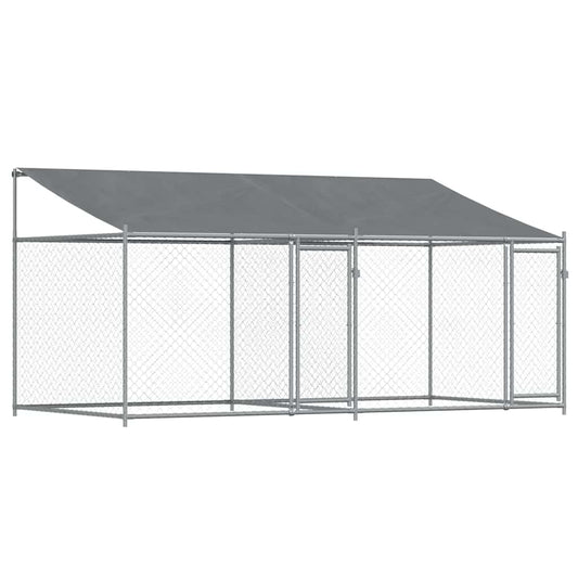 Dog Cage with Roof and Doors Grey 4x2x2 m Galvanised Steel Dog Cage with Roof and Doors Grey 4x2x2 m Galvanised Steel