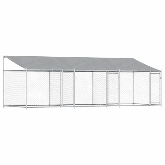 Dog Cage with Roof and Doors Grey 6x2x2 m Galvanised Steel Dog Cage with Roof and Doors Grey 6x2x2 m Galvanised Steel