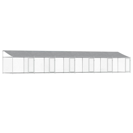 Dog Cage with Roof and Doors Grey 12x2x2 m Galvanised Steel Dog Cage with Roof and Doors Grey 12x2x2 m Galvanised Steel
