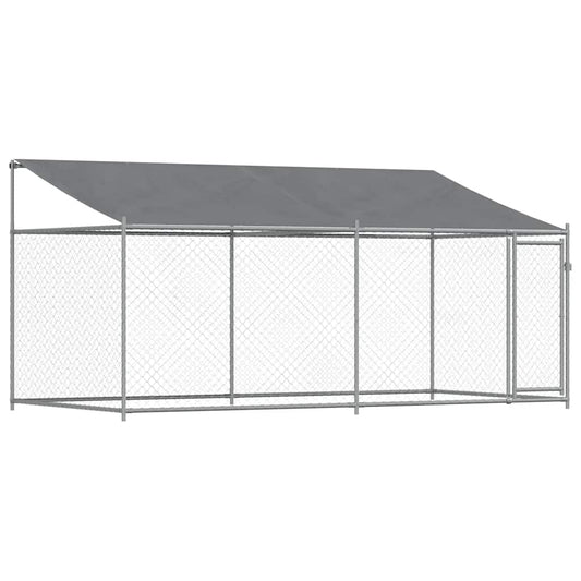 Dog Cage with Roof and Door Grey 4x2x2 m Galvanised Steel Dog Cage with Roof and Door Grey 4x2x2 m Galvanised Steel