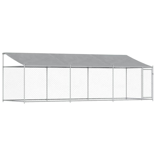 Dog Cage with Roof and Door Grey 6x2x2 m Galvanised Steel Dog Cage with Roof and Door Grey 6x2x2 m Galvanised Steel