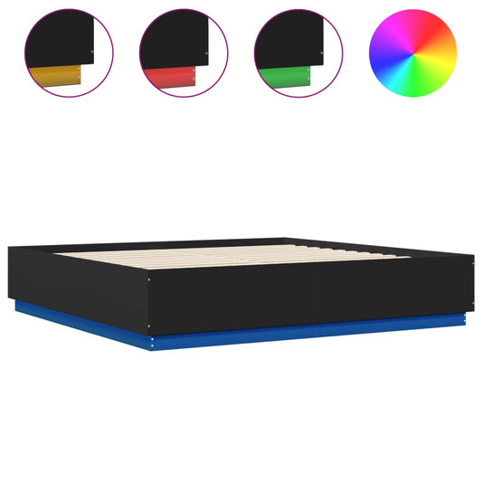 Bed Frame with LED without Mattress Black 200x200 cm Bed Frame with LED without Mattress Black 200x200 cm