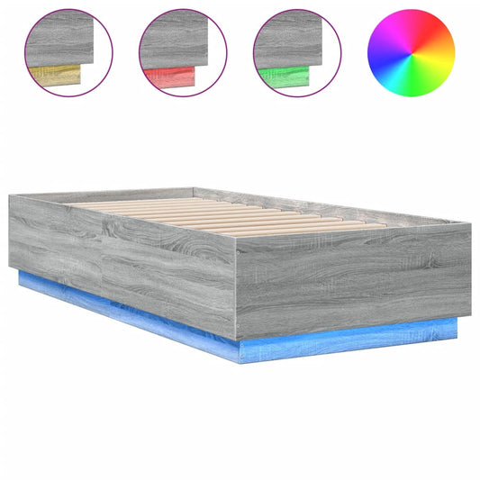Bed Frame with LED without Mattress Grey Sonoma 90x200 cm Bed Frame with LED without Mattress Grey Sonoma 90x200 cm