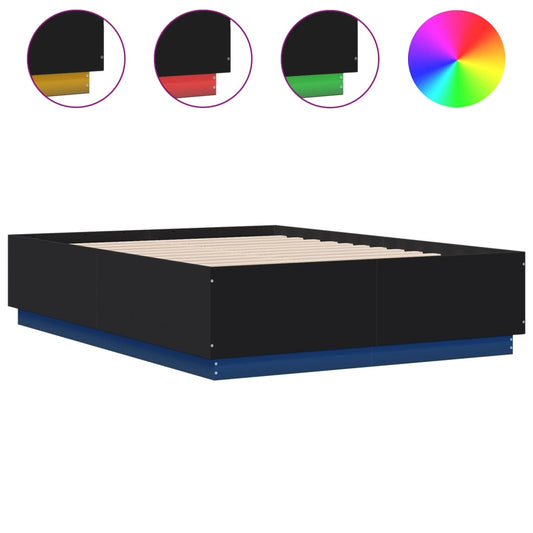 Bed Frame with LED without Mattress Black 120x190 cm Small Double Bed Frame with LED without Mattress Black 120x190 cm Small Double
