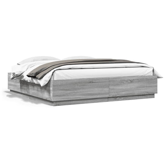 Bed Frame without Mattress Grey Sonoma 180x200 cm Super King Bed Frame without Mattress Grey Sonoma 180x200 cm Super King