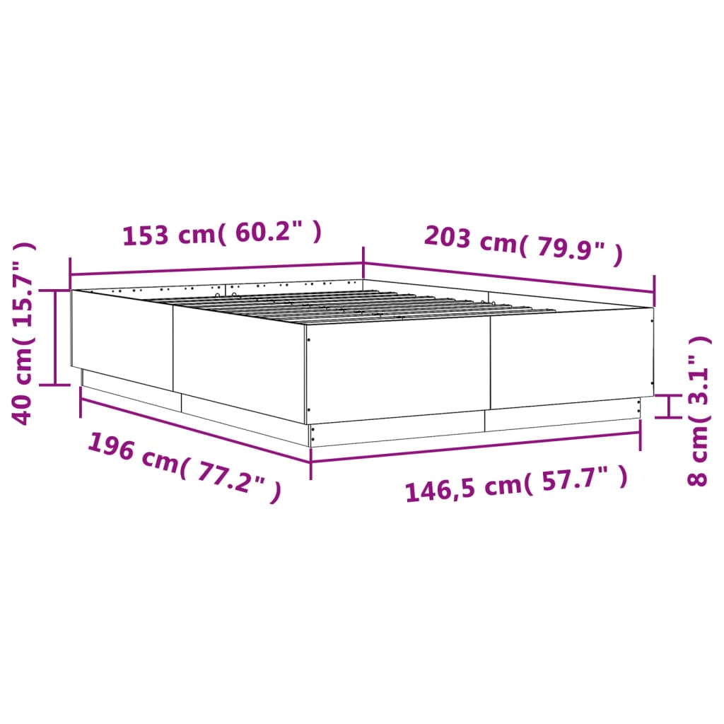 Bed Frame without Mattress Grey Sonoma 150x200 cm