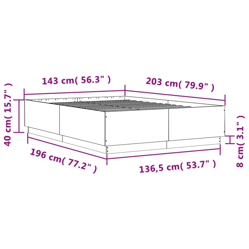 Bed Frame without Mattress Sonoma Oak 140x200 cm