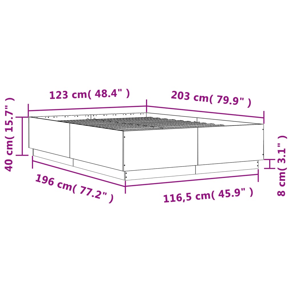 Bed Frame without Mattress Black 120x200 cm