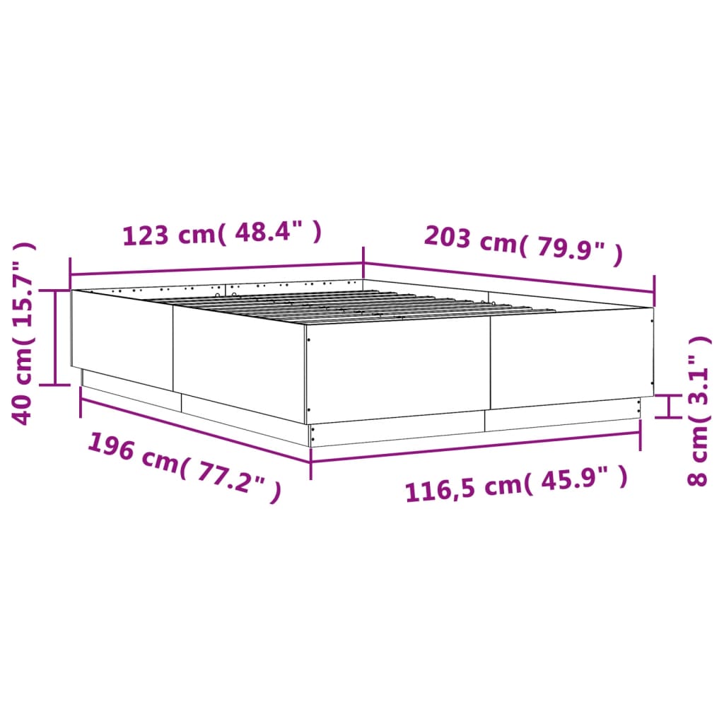 Bed Frame without Mattress Smoked Oak 120x200 cm