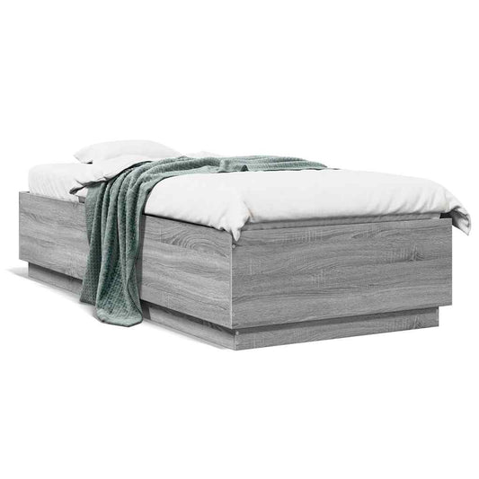 Bed Frame without Mattress Grey Sonoma 100x200 cm Bed Frame without Mattress Grey Sonoma 100x200 cm