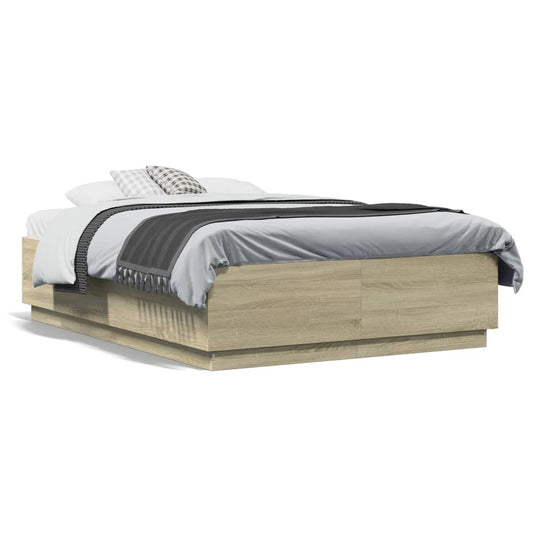 Bed Frame without Mattress Sonoma Oak 135x190 cm Double Bed Frame without Mattress Sonoma Oak 135x190 cm Double