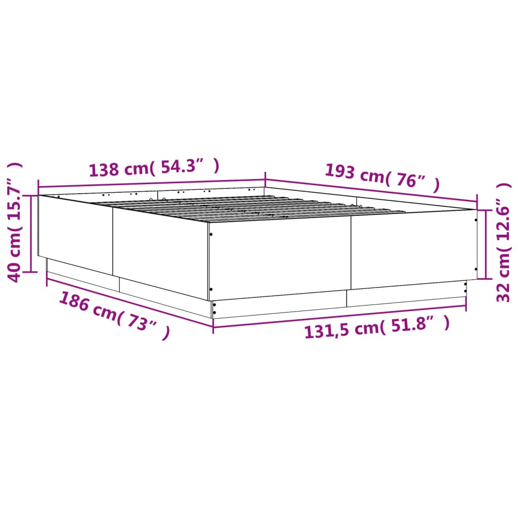 Bed Frame without Mattress Concrete Grey 135x190 cm
