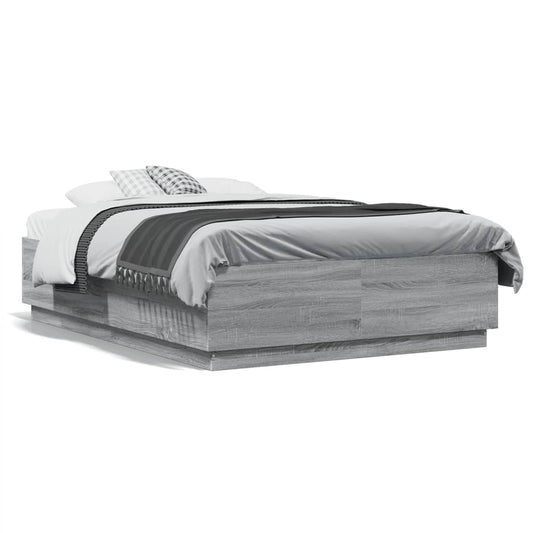Bed Frame without Mattress Grey Sonoma 135x190 cm Double Bed Frame without Mattress Grey Sonoma 135x190 cm Double