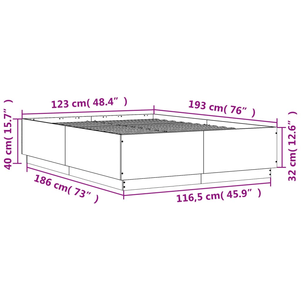 Bed Frame without Mattress Sonoma Oak 120x190 cm Small Double