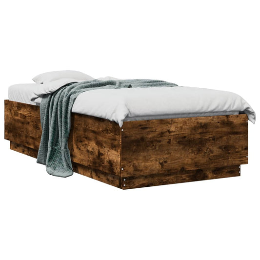 Bed Frame without Mattress Smoked Oak 75x190 cm Small Single Bed Frame without Mattress Smoked Oak 75x190 cm Small Single