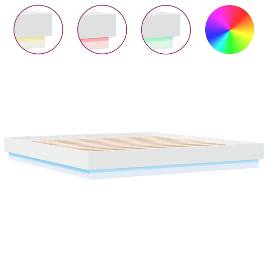 Bed Frame with LED without Mattress White 180x200 cm Super King Bed Frame with LED without Mattress White 180x200 cm Super King