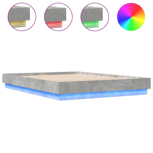 Bed Frame with LED without Mattress Concrete Grey 160x200 cm Bed Frame with LED without Mattress Concrete Grey 160x200 cm