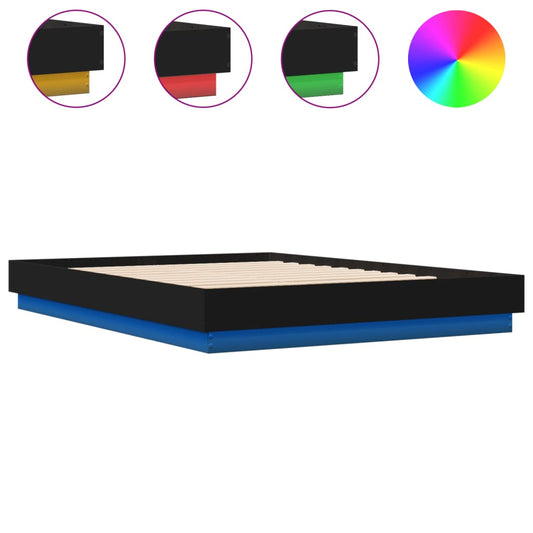 Bed Frame with LED without Mattress Black 150x200 cm King Size Bed Frame with LED without Mattress Black 150x200 cm King Size
